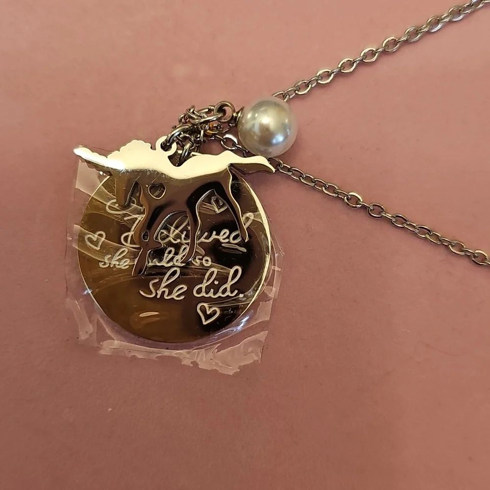 Silver Tone Unicorn Pendant Necklace and Bracelet Set